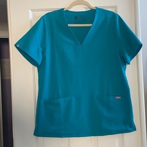 FIGS teal Casma scrub top-L